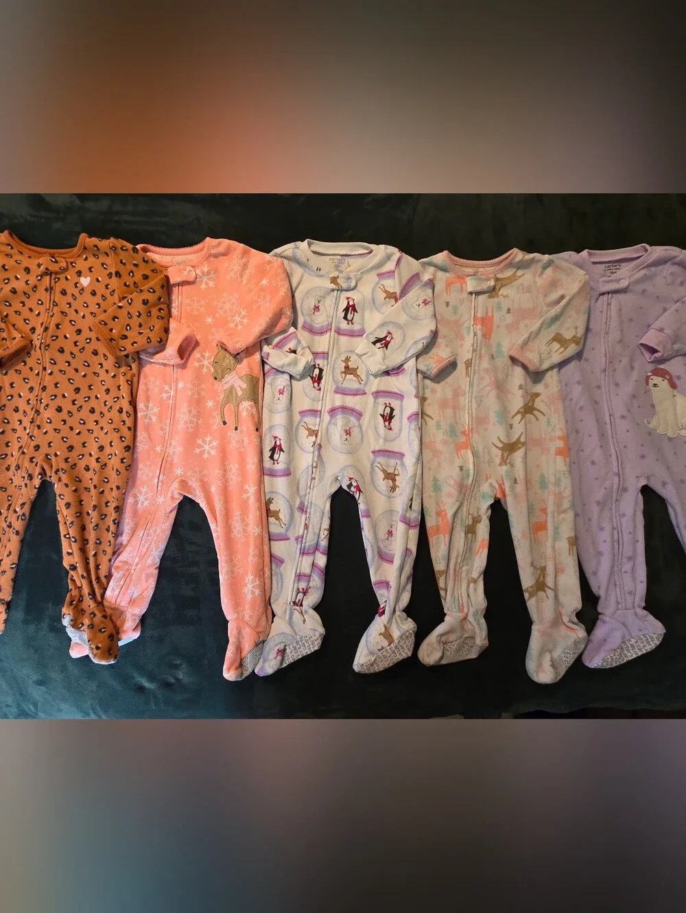Size 18 Month Girl's Footed Fleece Pajamas Lot